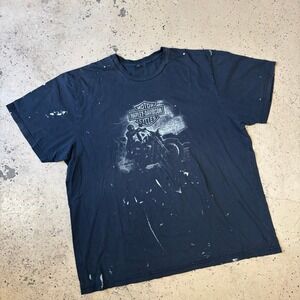 Y2K Harley-Davidson Wausau Wisconsin Distressed Black Graphic T-Shirt 3XL